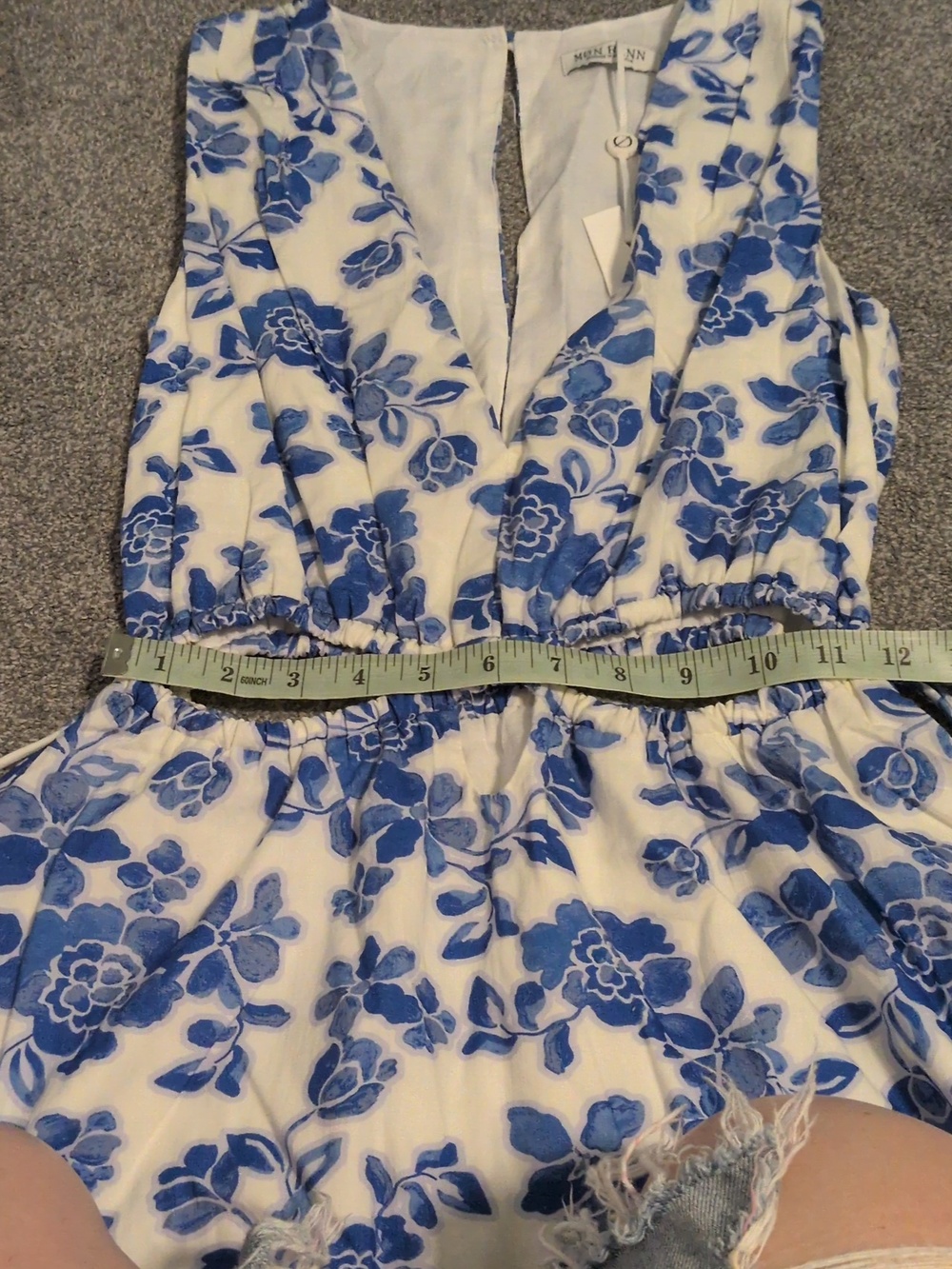 NWT Mon Renn Blue And White Floral Midi Dress Size Small - Picture 5 of 7